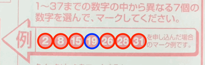 ロト7の第605回の結果と比較した画像です。